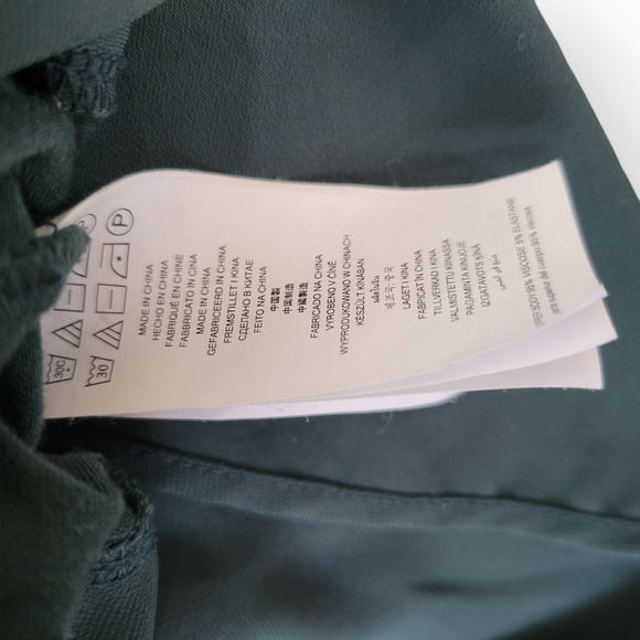 Michael Kors Dark Green 3/4 Sleeve Knit Layer Chiffon Hem Blouse Women Sz S - Picture 8 of 8